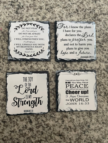 Bible Verse Coaster Sets (Square &amp; Circle with Glossy finish)